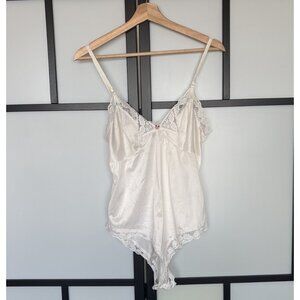 Vintage Bodychic Satin Babydoll Teddy Medium Made In USA Nylon Sexy Romantic